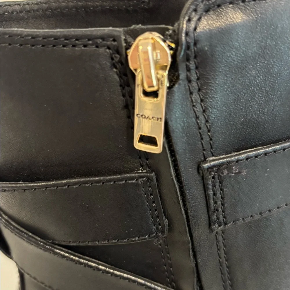Coach Black Ankle Booties with Gold Buckle - Picture 9 of 10